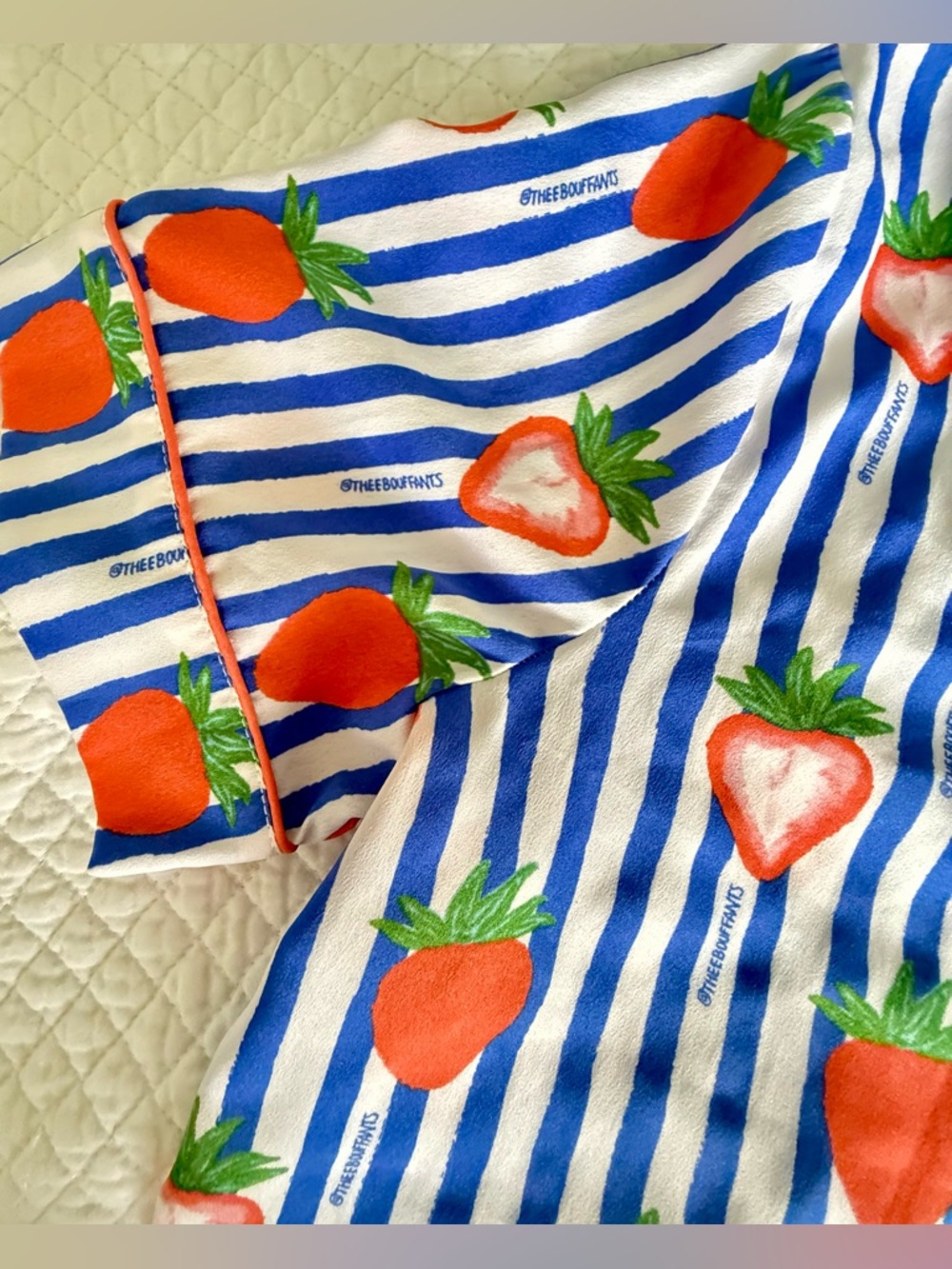 Bouffants & Broken Hearts Strawberry Stripe Pajama Set S - Picture 4 of 6